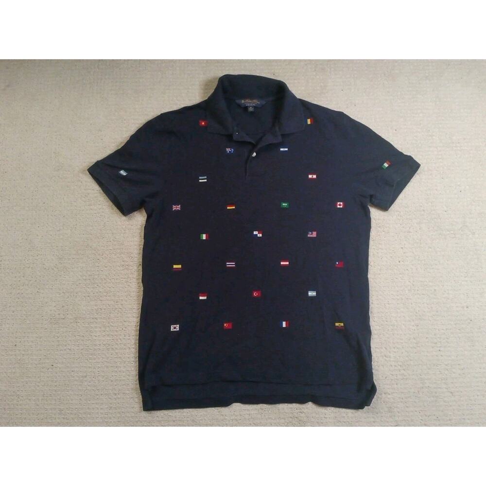 Brooks Brothers Polo Shirt National Flags AOP Mens Medium Supima Cotton